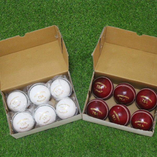 TSA White and Red 4 Piece Cricket Ball (SENIOR) – Box of Six